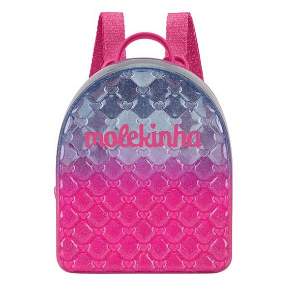Mochila Infantil Menina Molekinha Lurex- Cristal /Pink/ Turquesa