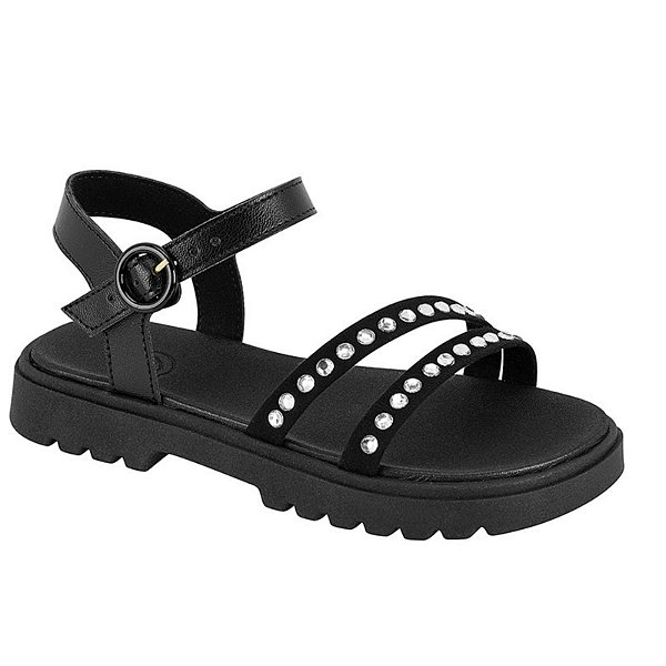 Sandália Infantil Menina Molekinha Turim Camurça Flex- Preto