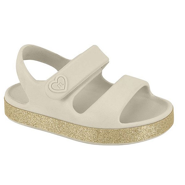 Sandália Papete Molekinha Gaspea EVA Glitter- Branco OFF