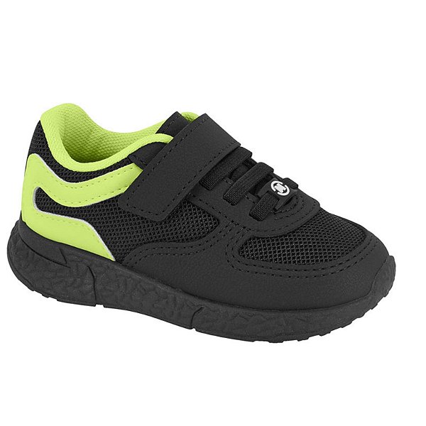 Tênis Infantil Menino Molekinho Porto Luis- Preto/ Amarelo Neon