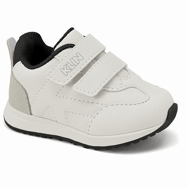 Tênis Infantil menino Klin Walk Baby- Branco/Gelo/Preto