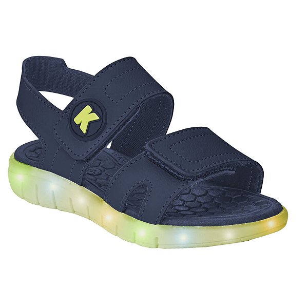 Sandália Infantil Menino Kidy Wave Led- Marinho/ Verde Neon