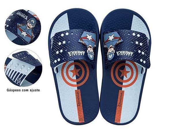 Chinelo Infantil Menino Ipanema Avengers Slide-Azul - Pirulito Calçados