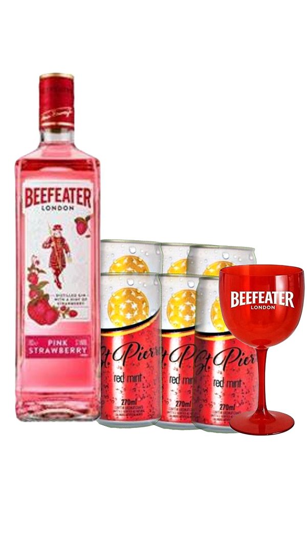 kit  01 Beefeater Pink+ 06 unidades de Red Mint+1 taça exclusiva da marca