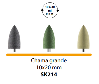 Kit Polidor de acrílico Granulação Grossa, media e fina Chama grande 10x20mm - BiltLab