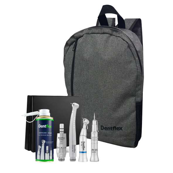 Kit Acadêmico Odontológico Dentflex 4 Peças — Alta Rotação + Micromotor + Contra Ângulo + Peça Reta | Refrigeração Externa
