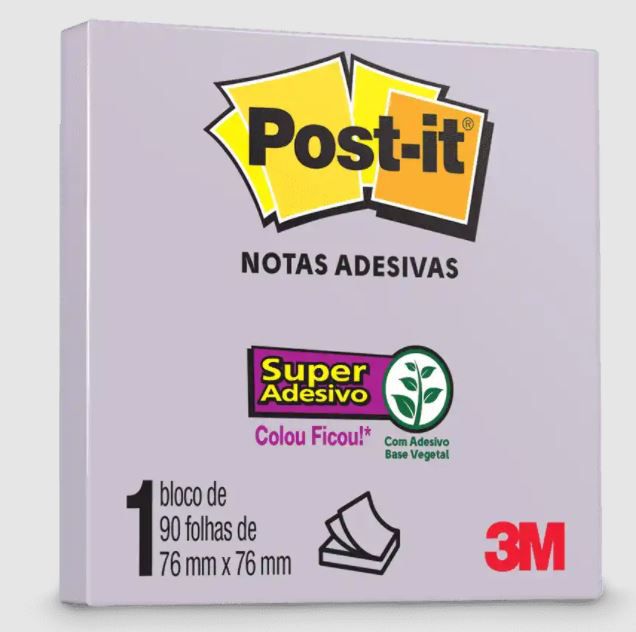 Bloco Adesivo Post-it 654 Lilac 76x76mm 90 Folhas