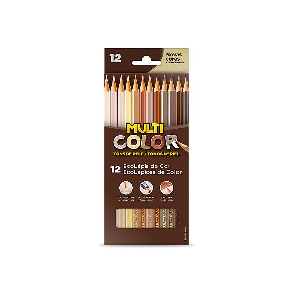 Lápis de cor Multicolor Super 12 Cores Tons de Pele