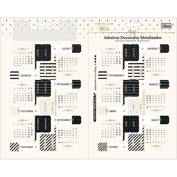 Adesivo Metalizado Calendário West Village 2024 Tilibra 338168
