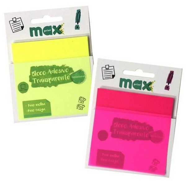 Bloco Adesivo Transparente Neon Maxprint 76x76mm 50 folhas