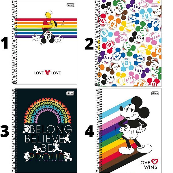 CADERNO UNIVERSITÁRIO 1M MICKEY RAINBOW 80 FOLHAS TILIBRA