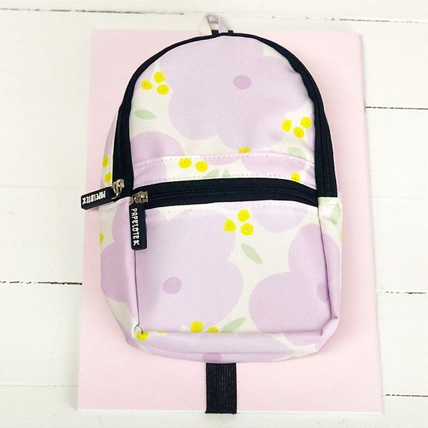 ESTOJO NANO MOCHILA FLORAL LILAS PAPELOTE - Papelaria Grafitte - Papelaria  Grafitte