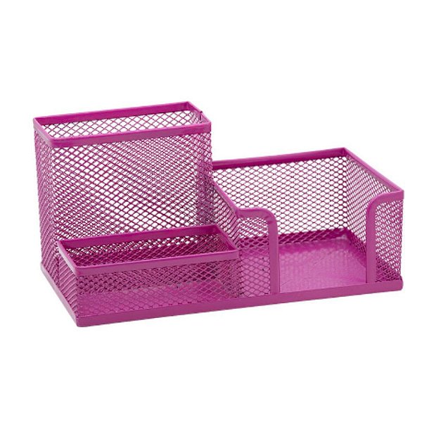 ORGANIZADOR ARAMADO 3 COMP QUADRADO ROSA BRW