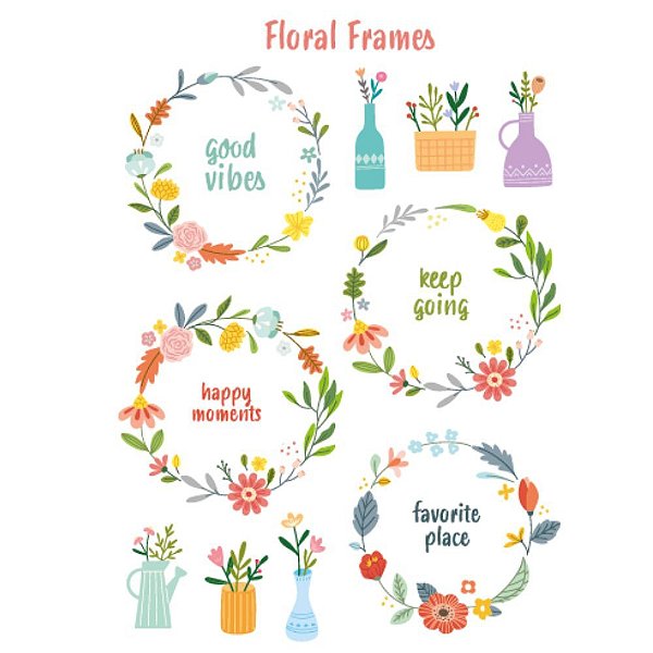 Adesivo Transparente Floral Frames Grafitte