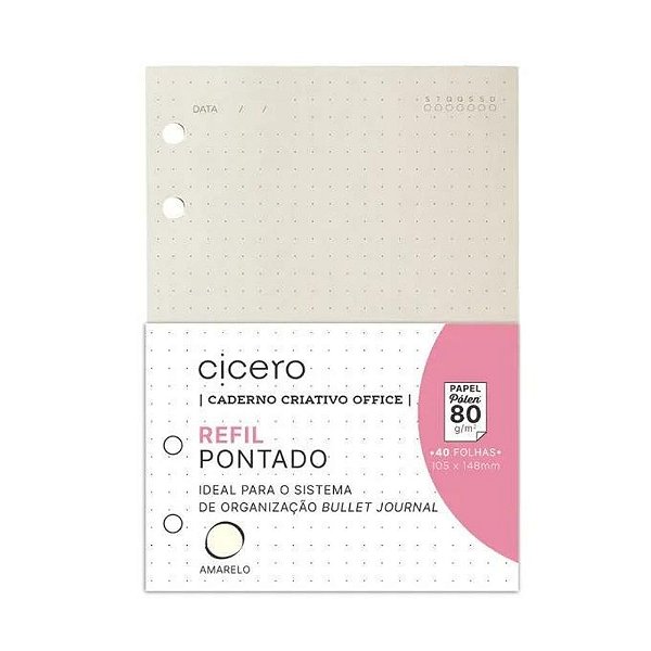 REFIL CADERNO ARGOLADO A6 PÓLEN PONTILHADO 80G CICERO