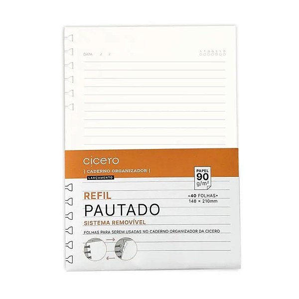 REFIL CADERNO ORGANIZADOR A5 PAUTADO 90G CICERO