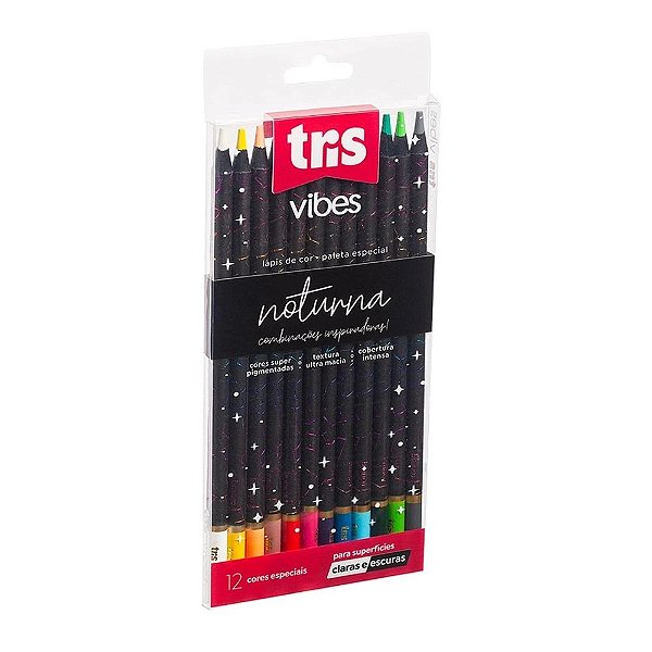 Lápis De Cor Vibes Noturna 12 Cores Tris 907455