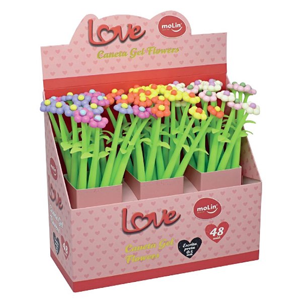 CANETA GEL LOVE FLOWERS 2 MOLIN 1333