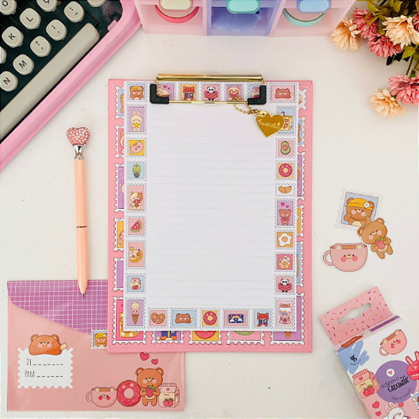 Prancheta Estampada A5 Ursinhos Kawaii Buendia