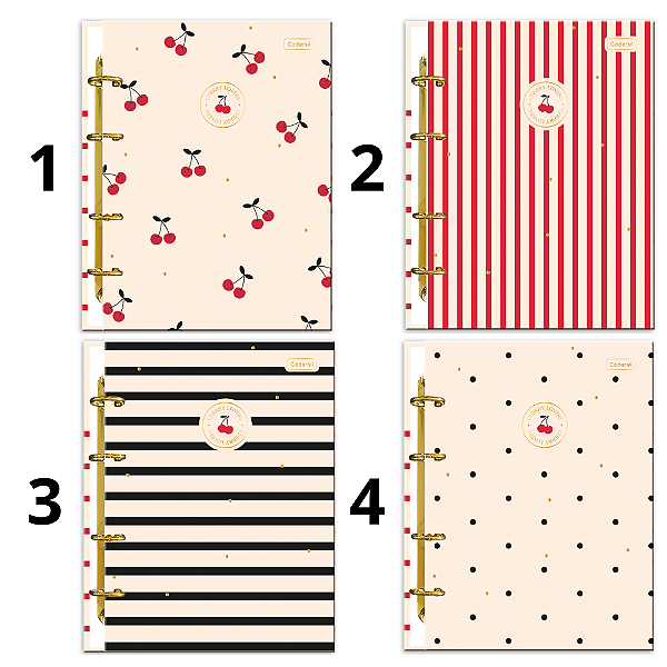 CADERNO ARGOLADO COLEGIAL 80FLS CHERRY LOVERS CADERSIL