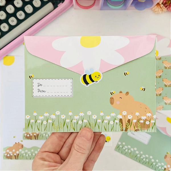 Kit Papeis de Carta com Envelopes Capivaras Buendia