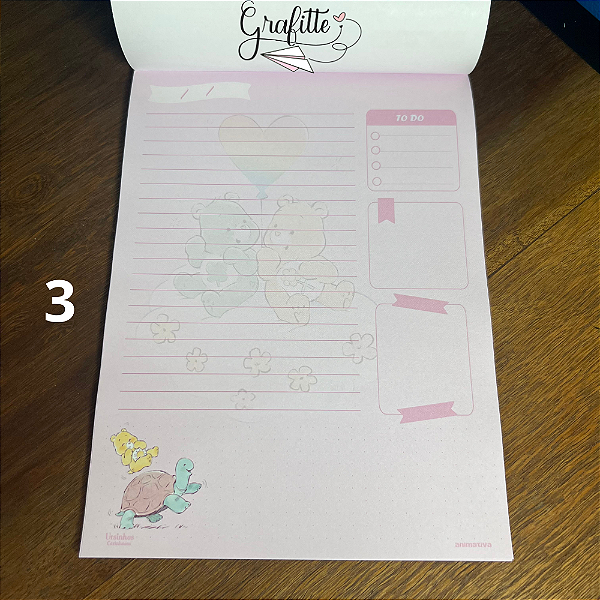 Bloco Papel de Carta Pautado 50F Ursinhos Carinhosos Animativa