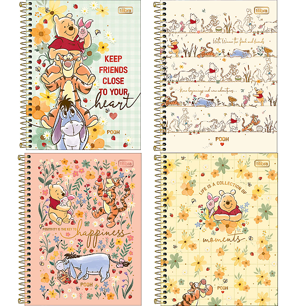 Caderno Colegial Pooh 10M 160 Folhas Tilibra