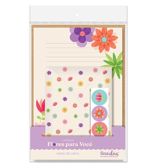 Papel de carta 4un Flores para você Fina Ideia