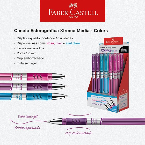 Caneta Esferográfica 1.0 Xtreme Colors Faber Castell