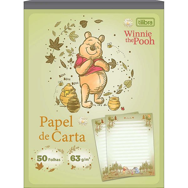 Bloco Papel de Carta Pooh 50F 395455 Tilibra