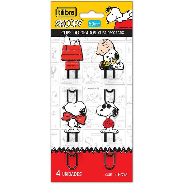 Clips Decorado Snoopy c/4 Tilibra 392791