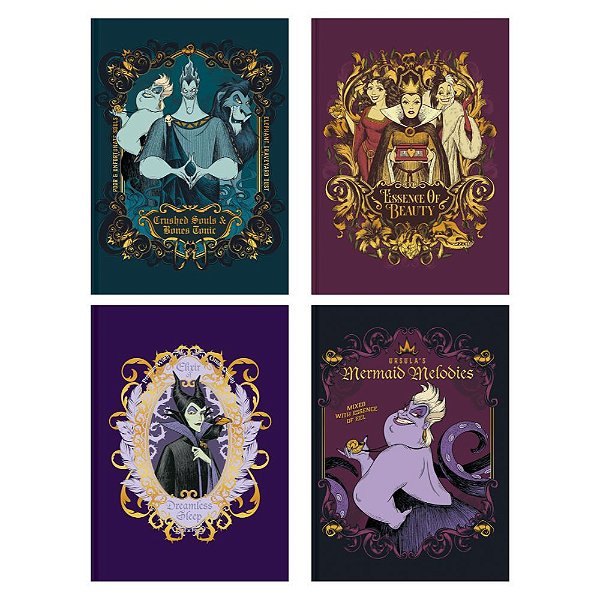Caderno Costurado Colegial Vilões Disney 160F Animativa