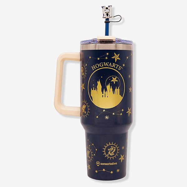 Garrafa Inox com Alça Hogwarts Casas Harry Potter Tumbler 1,15Lt Zona Criativa