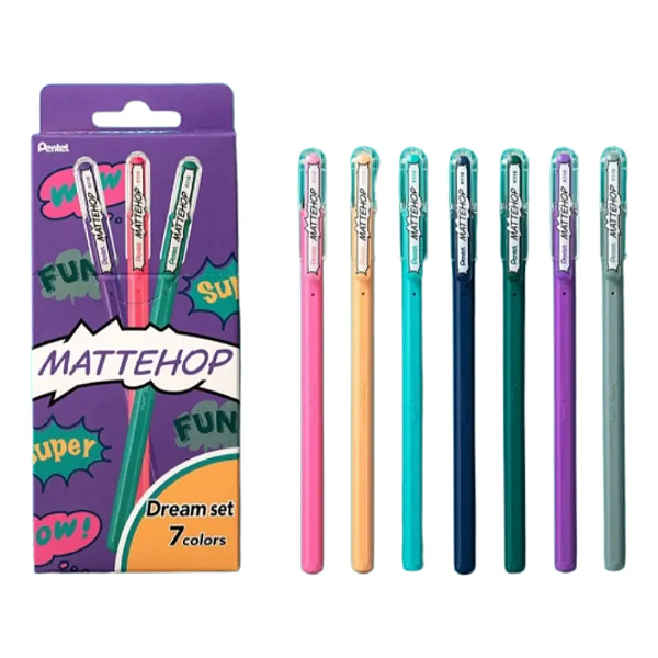 Kit Caneta Gel Mattehop 1.0 Novas Cores 7C Pentel