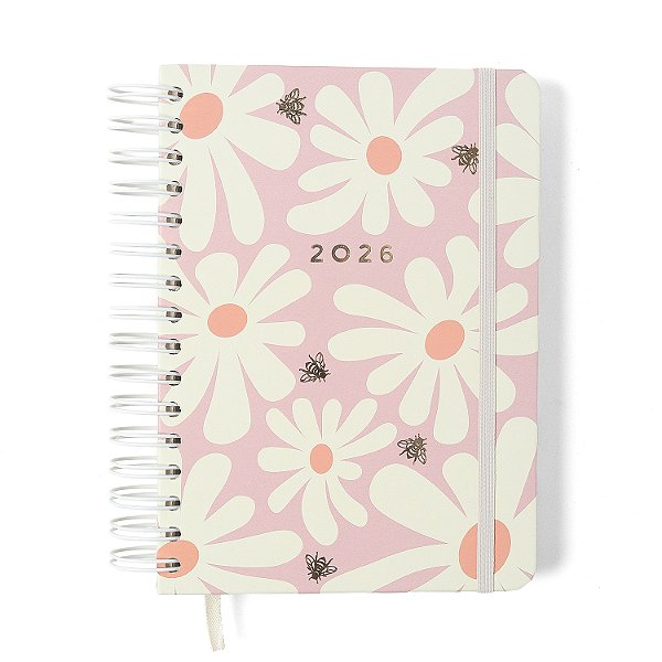 Agenda Diária Wire-o 2026 A5 Melissa Pink Bloomy Cicero