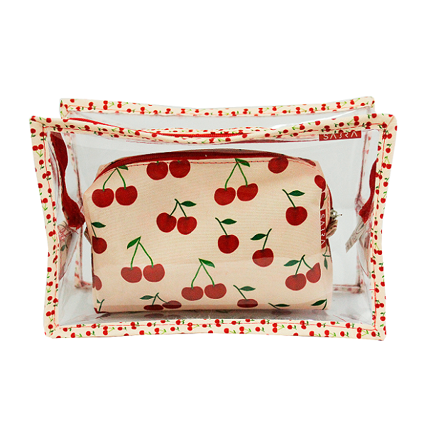 Conjunto de Necessaire Retangular Cereja Sabra