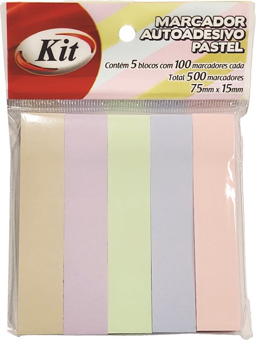 Bloco Adesivo Tirinha Pastel 5bl Kit