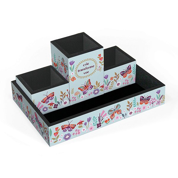 Organizador de mesa Borboletas no Jardim Fina Ideia