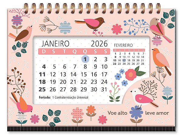 Calendário de Mesa 2026 Leve Amor Fina Idéia