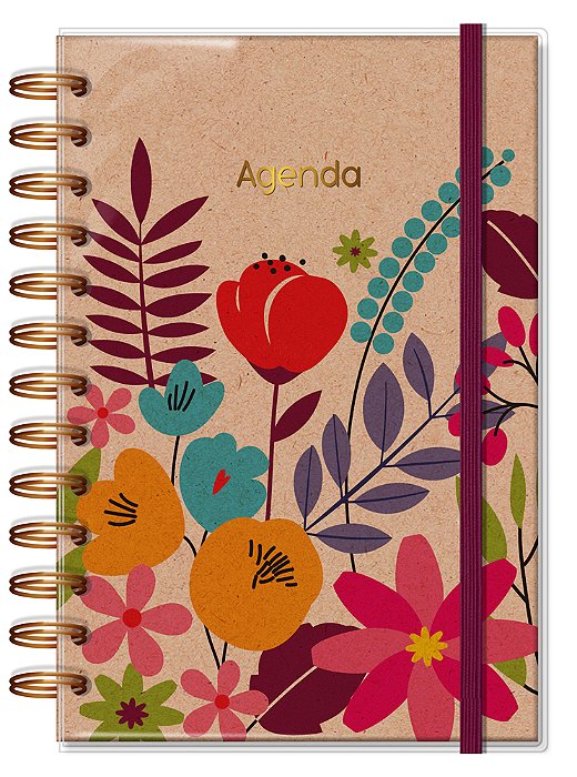 Agenda M 2026 Floral Kraft Fina Idéia