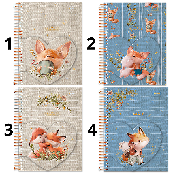 Caderno Colegial 1M 80F Coração Woodland Cadersil
