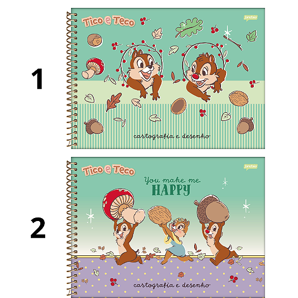 Caderno de Desenho Cartografia 80fls Tico e Teco Jandaia