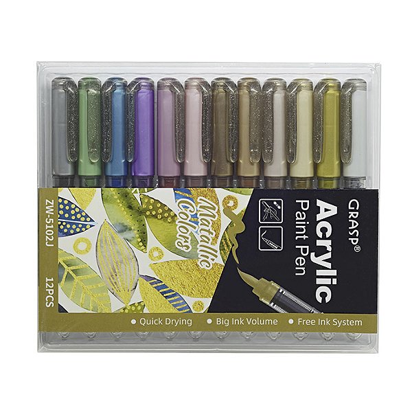 Marcador Acrylic Brush Metálico 12C 5034 Molin