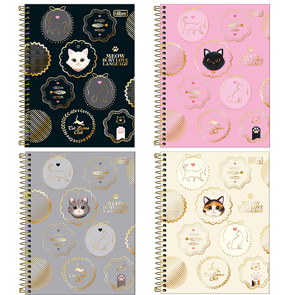 Caderno Colegial 10M Purrfect Cats 120F Tilibra
