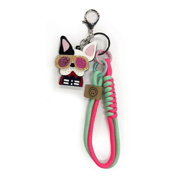 Chaveiro Acrílico Pets Buldogue de Óculos Fina Idéia