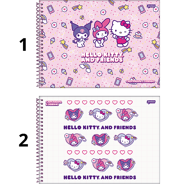 Caderno de Desenho Cartografia 80F Hello Kitty Besties Forever Jandaia