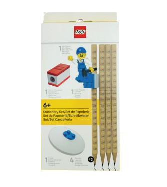 Kit Lápis Preto com Borracha e Apontador LEGO