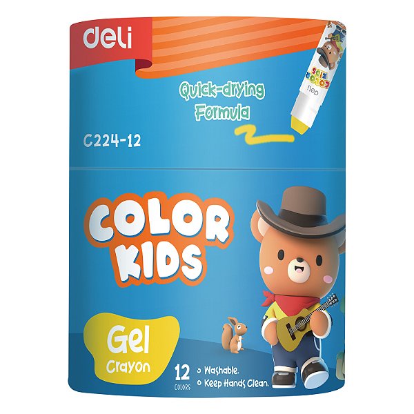 Giz de Cera em Gel Retrátil 12C Color Kids Deli