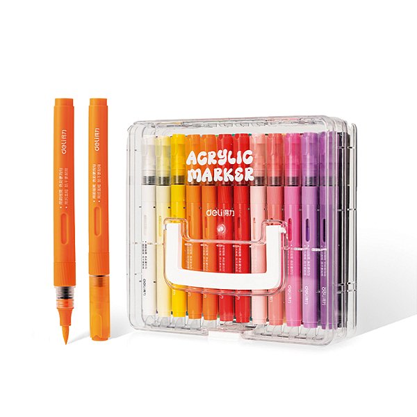 Caneta Marcador Acrilico Pincel Artistico 24C Deli
