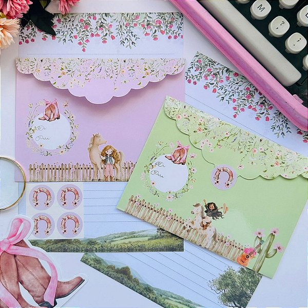 Kit Papéis de Carta com Envelopes Adoravel Country Buendia